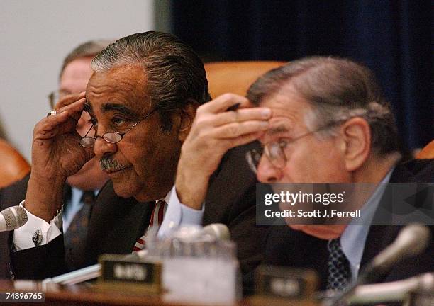 Ranking Democrat Charles B. Rangel, D-N.Y., and Pete Stark, D-Calif., during the markup of H.R. 2473, the "Prescription Drug and Medicare...