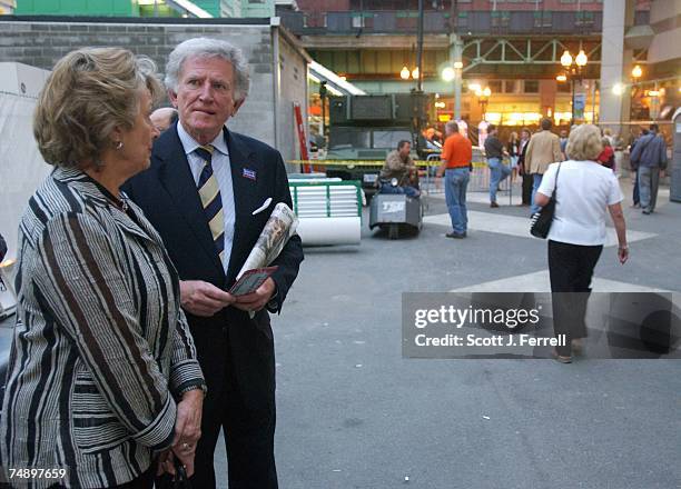 Presidential candidate Gary Hart outside the Fleet Center during the Democratic National Convention.