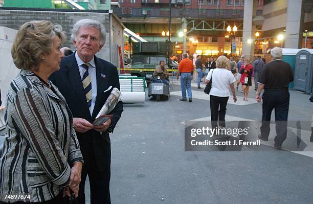Presidential candidate Gary Hart outside the Fleet Center during the Democratic National Convention.