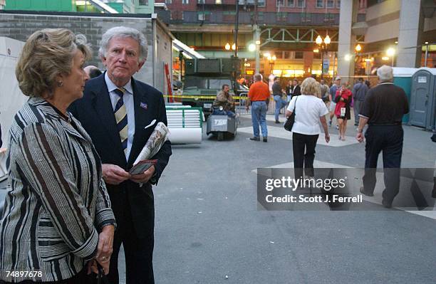 Presidential candidate Gary Hart outside the Fleet Center during the Democratic National Convention.