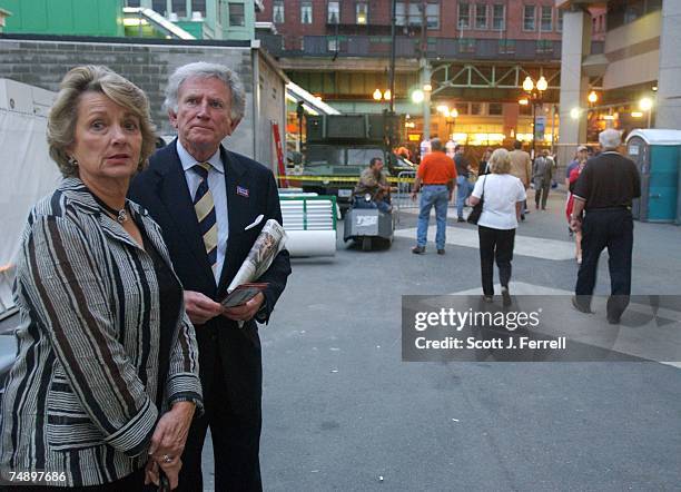 Presidential candidate Gary Hart outside the Fleet Center during the Democratic National Convention.