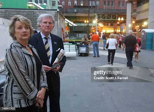 Presidential candidate Gary Hart outside the Fleet Center during the Democratic National Convention.