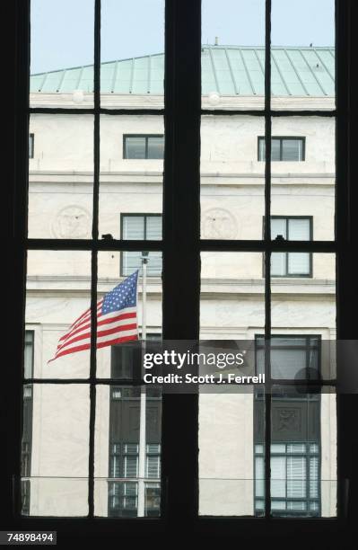 The view from a fourth floor window in the Russell Senate Office Building, looking toward the Dirksen Senate Office Building.