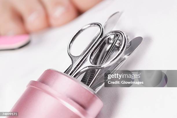 close-up of a manicure set - nail clippers stock pictures, royalty-free photos & images