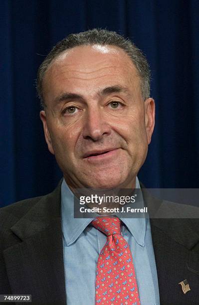 Sen. Charles E. Schumer, D-N.Y., during a news conference after John G. Roberts Jr. Was confirmed 78-22 by the Senate to be the 17th chief justice of...