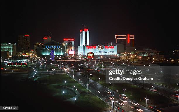 The skyline of Atlantic City N.J.,seen here are some of the casino's and boardwalk.