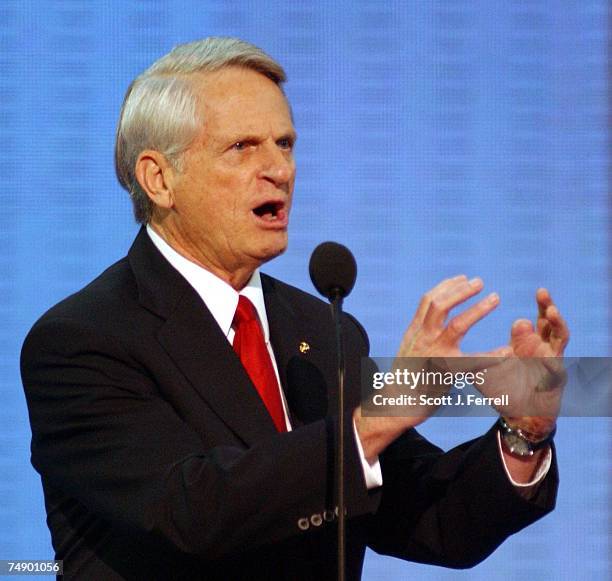 Sen. Zell Miller, D-Ga., endorses President Bush as he delivers the keynote speech during during the Republican National Convention.