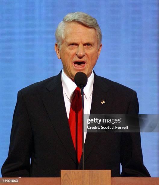 Sen. Zell Miller, D-Ga., endorses President Bush as he delivers the keynote speech during during the Republican National Convention.