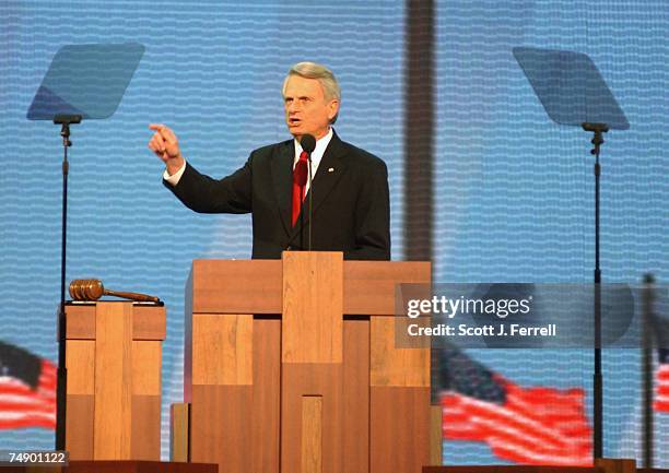 Sen. Zell Miller, D-Ga., endorses President Bush as he delivers the keynote speech during during the Republican National Convention.