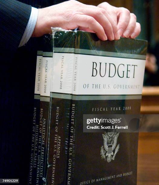 Senate Budget Chairman Kent Conrad, D-N.D., during a photo op of the delivery of the President's fiscal 2008 budget proposal to the U.S. Capitol....