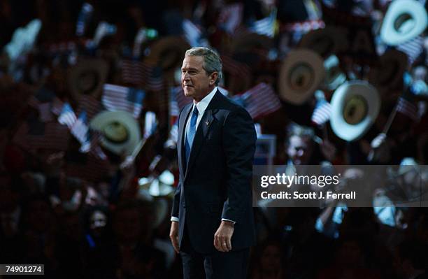 President George W. Bush arrives in the convention hall to accept his party's nomination.