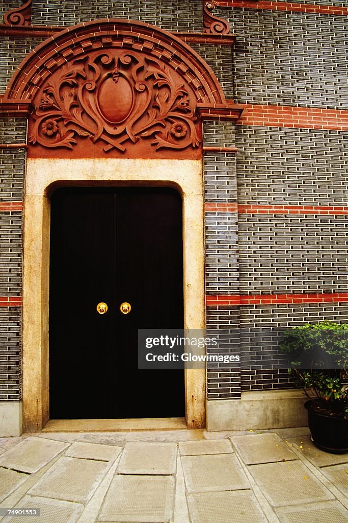 Closed door of a building, Shanghai, China