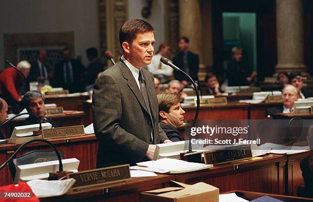 Sen. Lindy Casebier on the floor of the Senate of the Kentucky General Assembly during debate of S-243, a bipartisan bill sponsored by Casebier and...