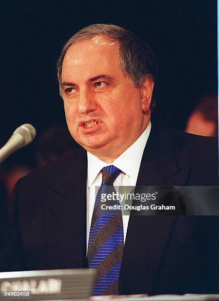 Mr. Ahmed Chalabi,President of the Iraqi National Congress, testifies before the Foeign Relations Subcommittee on Near Eastern and South Asian...