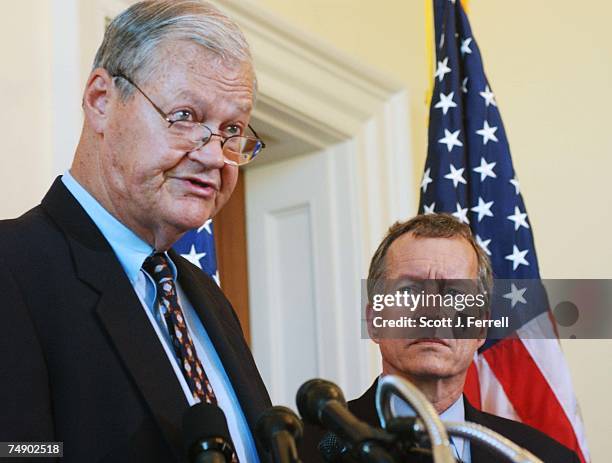 House Armed Services ranking Democrat Ike Skelton, D-Mo., during a news conference on Rep. John Spratt, D-S.C., and Skelton's trip to Iraq and a...