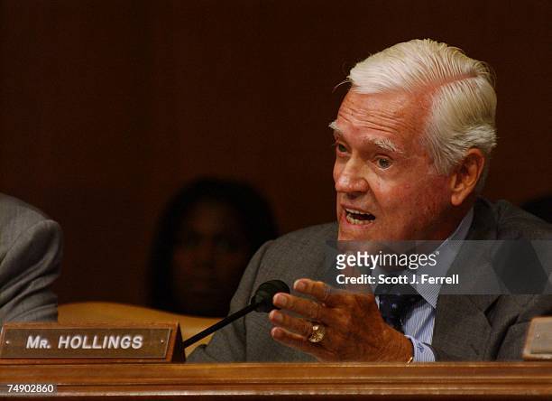 Sen. Ernest F. Hollings, D-S.C., during the Senate Appropriations hearing on the President's fiscal year 2004 supplemental request for Iraq and...