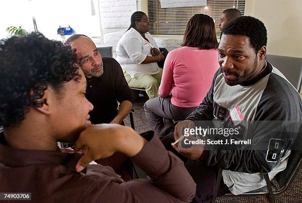 Steve Diggs right, and his son's mother, Irael Savage during a counseling session at the Center for Fathers, Families, and Workforce Development in...