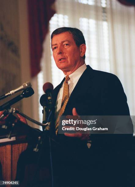 John Ashcroft,R-Mo., during the press conference on the budget.