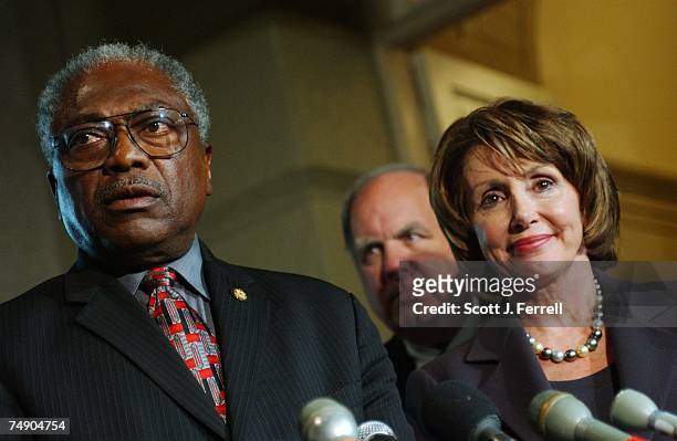 Democratic Caucus Vice Chairman James E. Clyburn, D-S.C., House Budget ranking Democrat John M. Spratt Jr., D-S.C., and House Minority Leader Nancy...