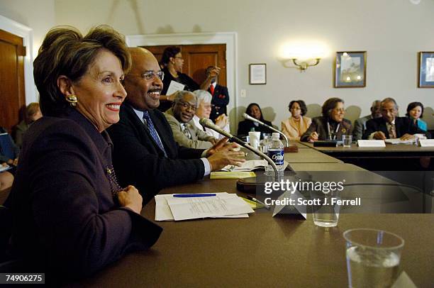 House Minority Leader Nancy Pelosi, D-Calif., forum moderator Joe Madison, a radio host on WOL/AM and XM Radio, Democratic Caucus Chair James E....