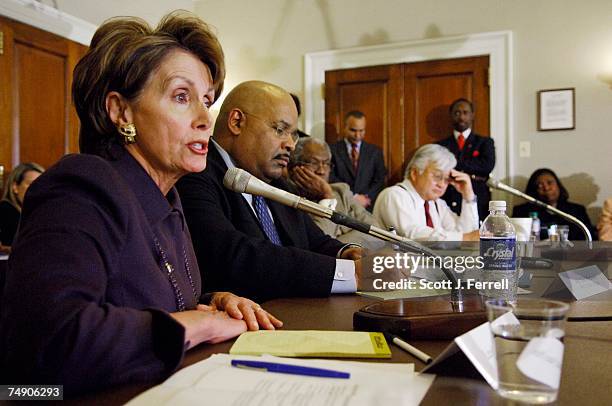House Minority Leader Nancy Pelosi, D-Calif., forum moderator Joe Madison, a radio host on WOL/AM and XM Radio, Democratic Caucus Chair James E....