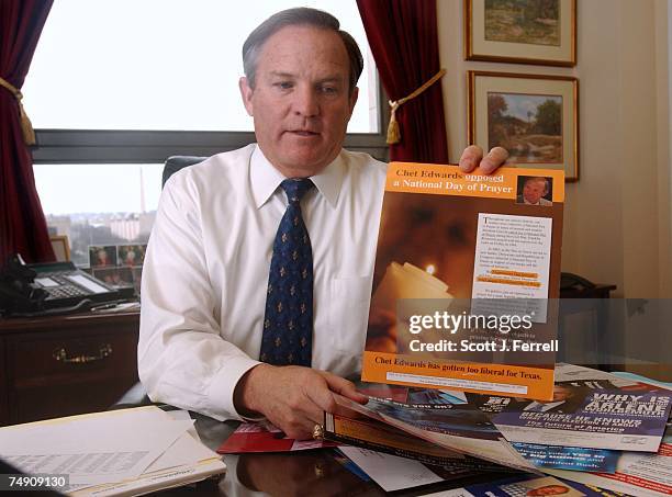 Rep. Chet Edwards, D-Texas, during an interview in his office on the 2004 election. He staved off Republican Arlene Wohlgemuth in November, after a...