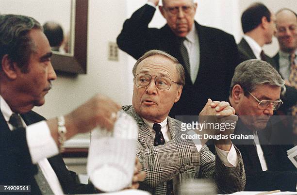 Ranking Member Charles B. Rangel,D-N.Y.,Chairman Bill Archer,R-Texas,and Philip M. Crane,R-Ill., during the House Ways and Means Committee mark up...