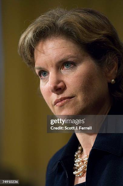 Susan C. Schwab during the Senate Finance hearing on her nomination to be U.S. Trade representative. The panel is expected to vote on the nomination...