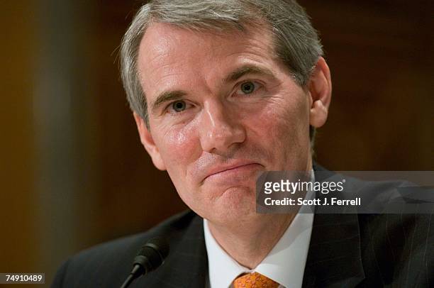 Rob Portman testifies before the Senate Homeland Security and Governmental Affairs Committee during his second appearance before a Senate committee...
