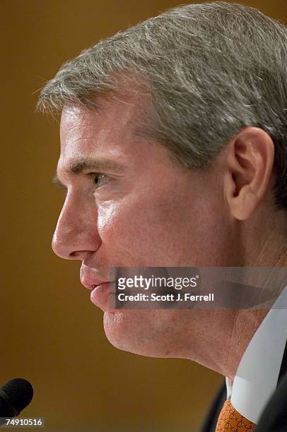 Rob Portman testifies before the Senate Homeland Security and Governmental Affairs Committee during his second appearance before a Senate committee...
