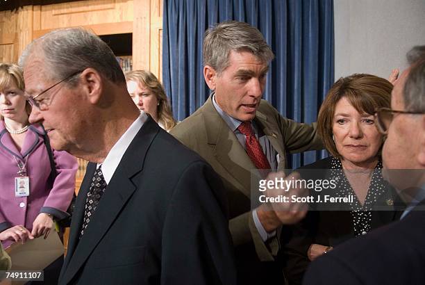House Armed Services ranking member Ike Skelton, D-Mo., Rep. Mark Udall, D-Colo., and Rep. Susan A. Davis, D-Calif., talk to reporters after a news...