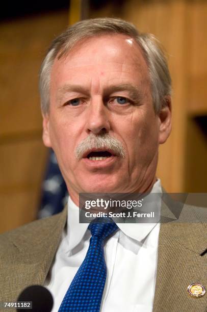 House Armed Services member Vic Snyder, D-Ark., during a news conference with other Democratic members of the committee on the debate to occur in the...