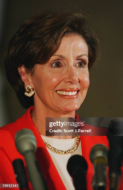 Nancy Pelosi, D-Calif., during her swearing-in ceremony in Statuary Hall. In becoming House Minority Whip, Pelosi becomes the highest-ranking woman...