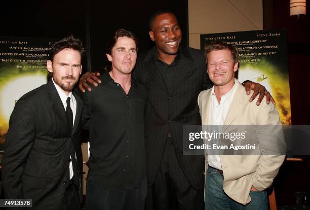 Actor Jeremy Davies, actor Christian Bale, producer Elton Brand and actor Steve Zahn attend the premiere of "Rescue Dawn" at the Dolby Screening Room...