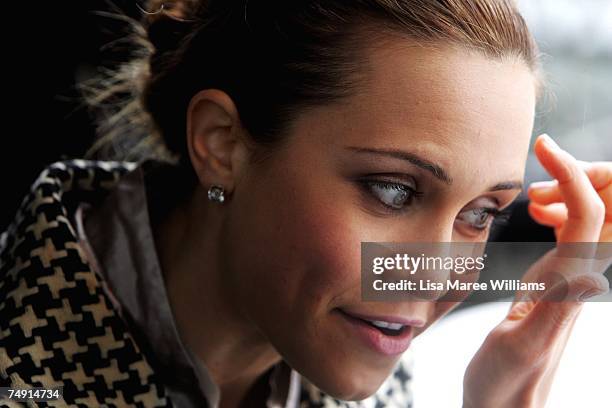 Actress Saskia Burmeister attends the launch of the new Channel Nine TV drama series "Sea Patrol" on board HMAS Melbourne at Garden Island on June...