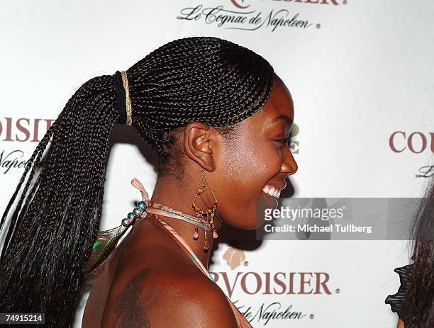Singer Brandy Norwood attends the "T.I. Vs. P.I." album release party at the Republic restaurant on June 25, 2007 in Los Angeles, California.