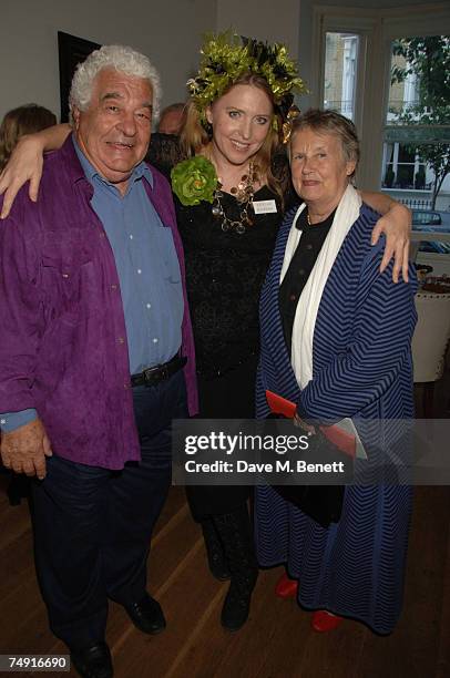 Antonio and Priscilla Carluccio pose with Katherine Boorman during the launch party for "Warrior Programme"; a new charity dealing with the root...