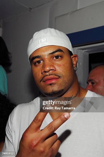 San Diego Chargers team member Shawne Merriman attends Polow Da Don's Pre-BET Awards Party at Priviledge June 25, 2007 in Los Angeles, California.