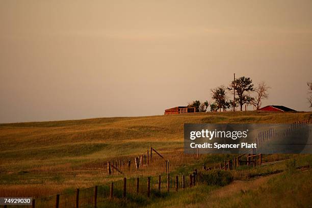 An isolated farm June 26, 2007 in Cheyenne, Wyoming. While Wyoming is the least populous of any state in America, it is also a significant polluter....