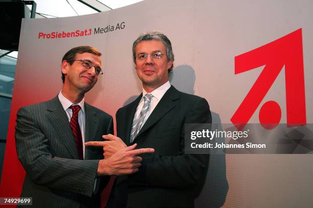 Guillaume de Poch , CEO of the German based ProSiebenSAT.1 Media company and Patrick Tillieux, CEO of the Netherlands based broadcasting group SBS,...