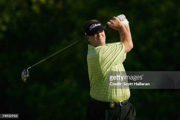 Kiawah Island, SC Peter Jacobson hits a shot during the second round of Senior PGA Championship on the Ocean Course at the Kiawah Island Resort on...