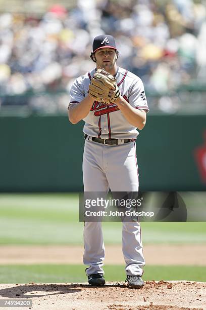 Anthony Lerew of the Atlanta Braves pitches during the game against the Pittsburgh Pirates at PNC Park in Pittsburgh, Pennsylvania on May 13, 2007....