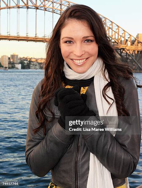 Presenter Giaan Rooney prepares to go live on-air as part of the Today Show 25th birthday celebrations outside the Sydney Opera House on June 28,...