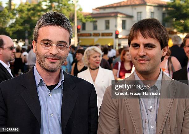 Writers Alex Kurtzman and Roberto Orci arrive to Paramount Pictures' premiere of "Transformers" held at Mann's Village Theater on June 27, 2007 in...