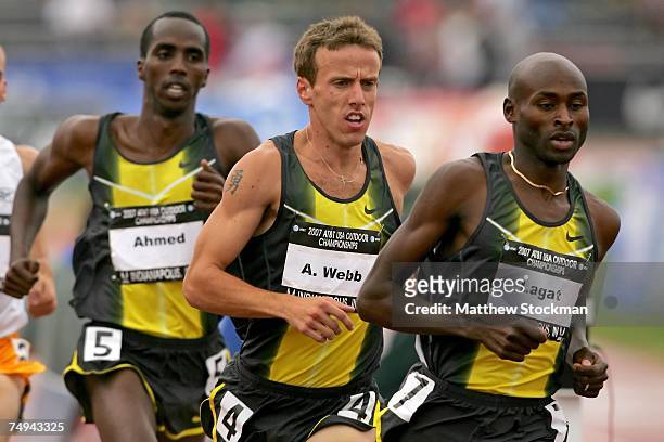 Alan Webb Said Ahmed and Bernard Lagat compete in the men's 1500 meter run during day four of the AT&T USA Outdoor Track and Field Championships at...