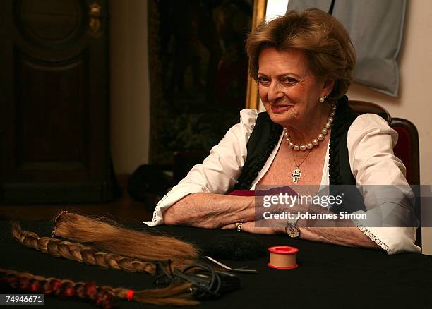 Beatrix von Schoenburg-Glauchau , mother of Gloria von Thurn und Taxis, looks on prior to the rehearsal of the operetta "Weisses Roessl" during the...