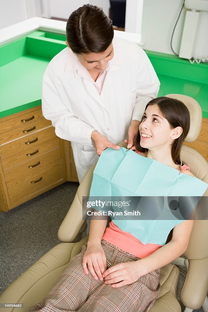 Girl in dental examination room
