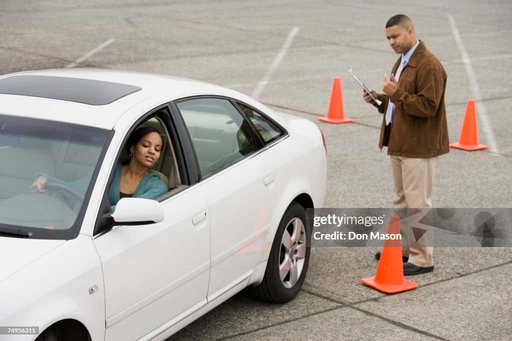 African teenager taking drivers test