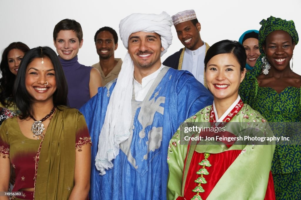 Multi-ethnic people in traditional dress