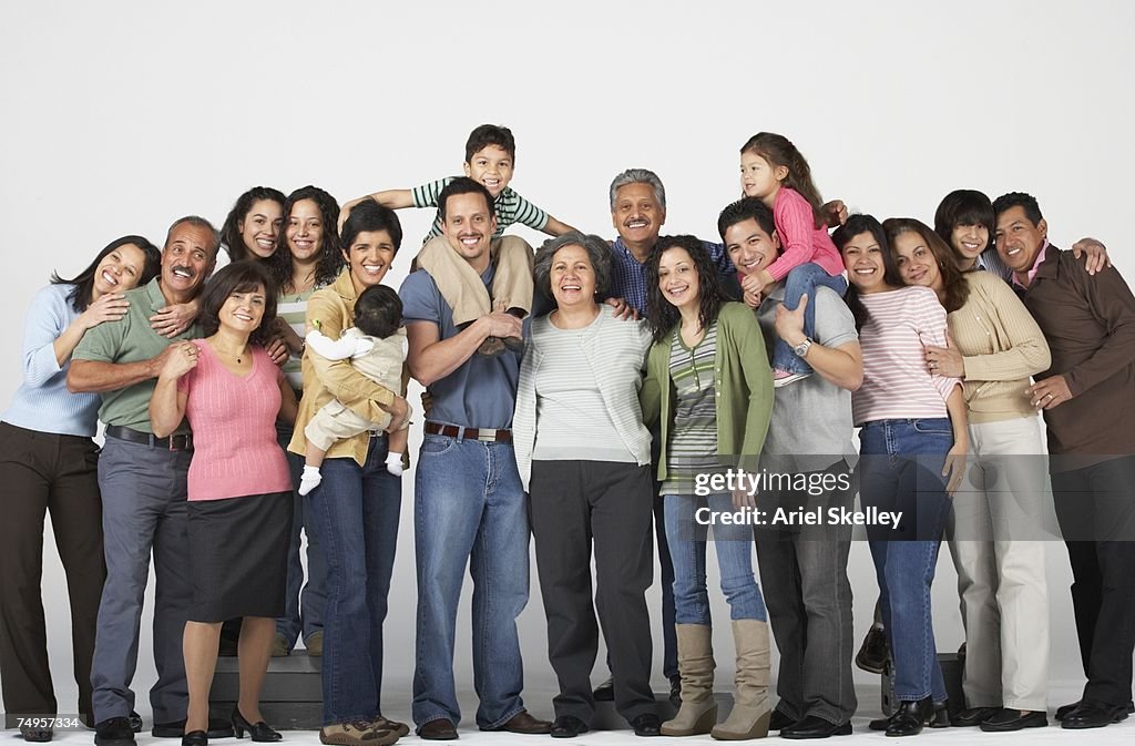 Portrait of multi-generational Hispanic family